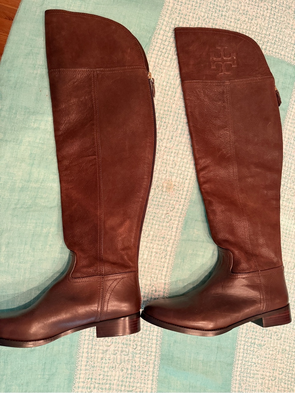 Tory Burch Over the Knee Brown Leather Tall Riding Boots